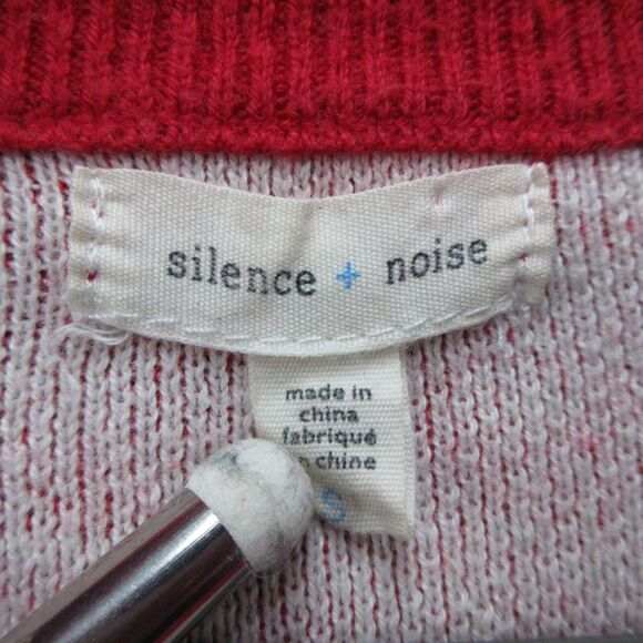 Silence + Noise Cropped 1/4 Zip Pullover Sweater Womens S Red Cozy - Picture 2 of 9